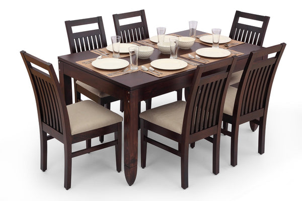 Six Seater Wooden Dining Table Set