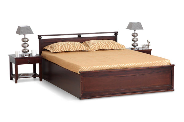 Queen Size bed with wooden end table