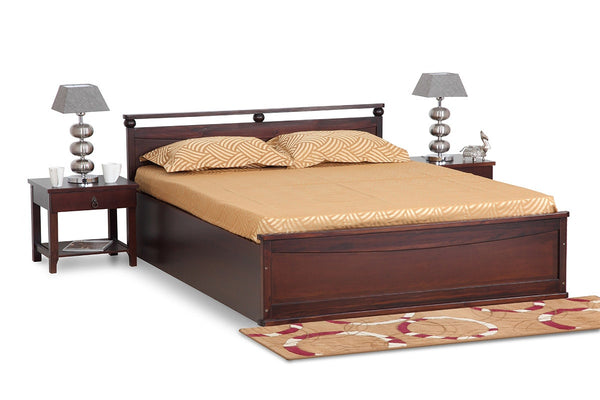 Queen Size bed with wooden end table