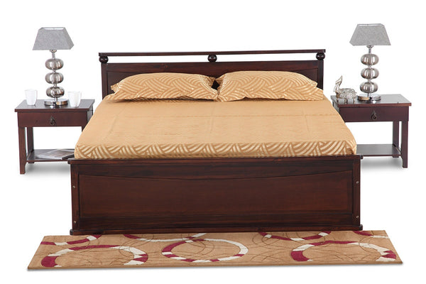 Queen Size bed with wooden end table