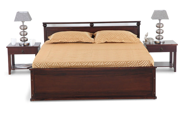 Queen Size bed with wooden end table