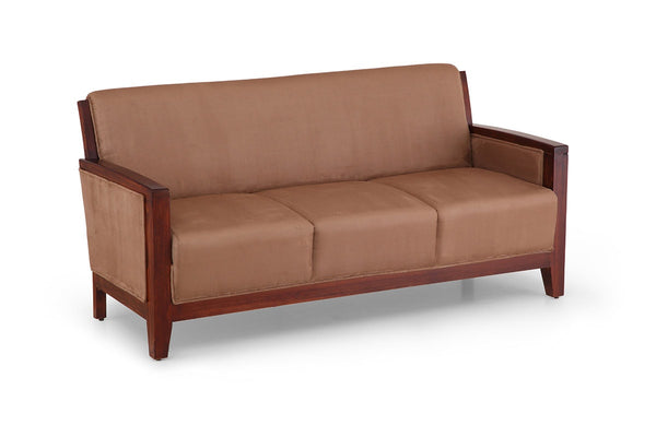 Wooden Arm Three Seater Sofa